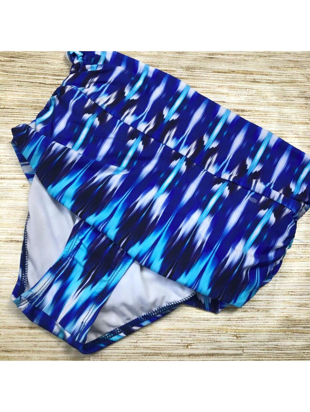 2656 ATHENA Womens Bikini Swim Bottom High waist BLUE IKAT size 8
